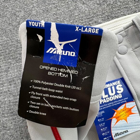 Mizuno Baseball Pants Youth X-Large Polyester Double Knit Gray‎ NWT Sports Boys - Picture 3 of 12